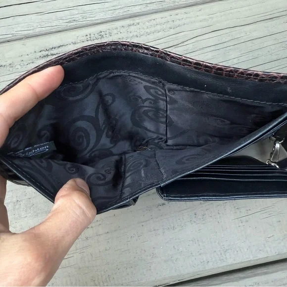 Brighton Black and Brown Leather Crossbody Wallet - Picture 10 of 15